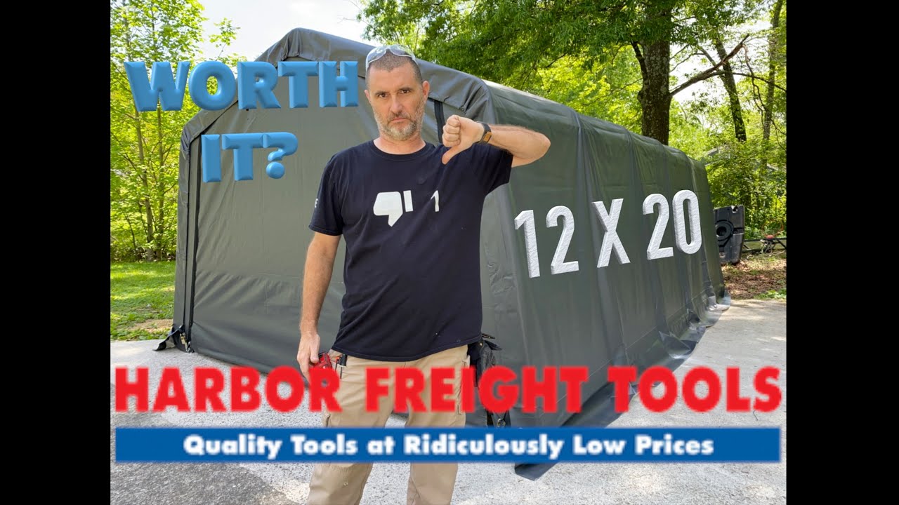 HARBOR FREIGHT 12&rsquo; x 20&rsquo; portable garage install/review #harborfreight