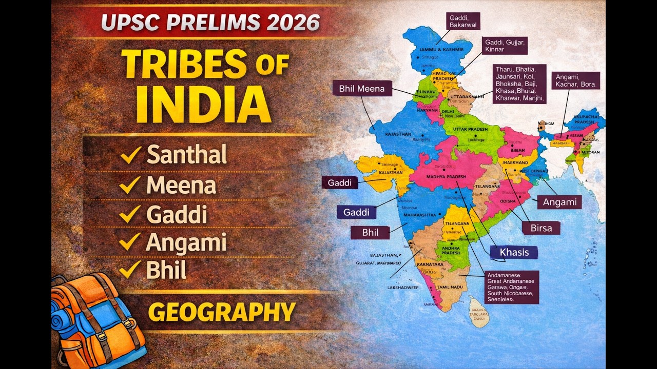 Most Important Tribes of India | Map-Based Learning l Geography for UPSC Prelims 2026