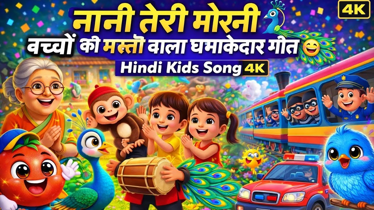 नानी तेरी मोरनी 🦚 | बच्चों की मस्ती वाला धमाकेदार गीत 😄 | Hindi Kids Song 4K #kids #kidsvideo 