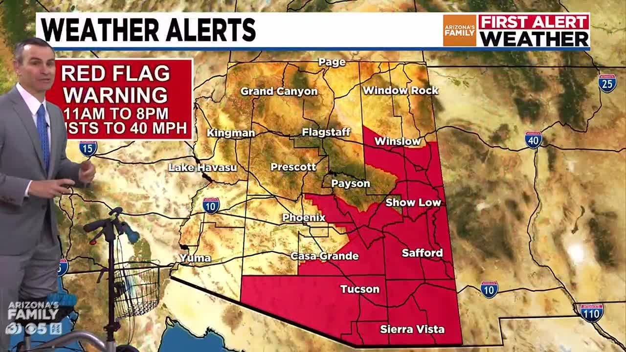 Red Flag Warning for parts of Arizona with a cool down ahead