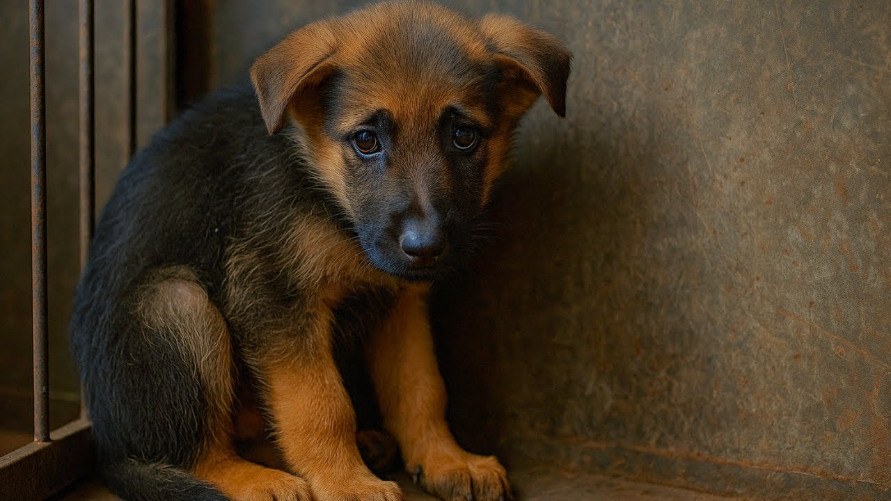 Geschlagener Schäferhund Welpe zittert bei jeder Bewegung – was dann passiert, bricht jedem das Herz