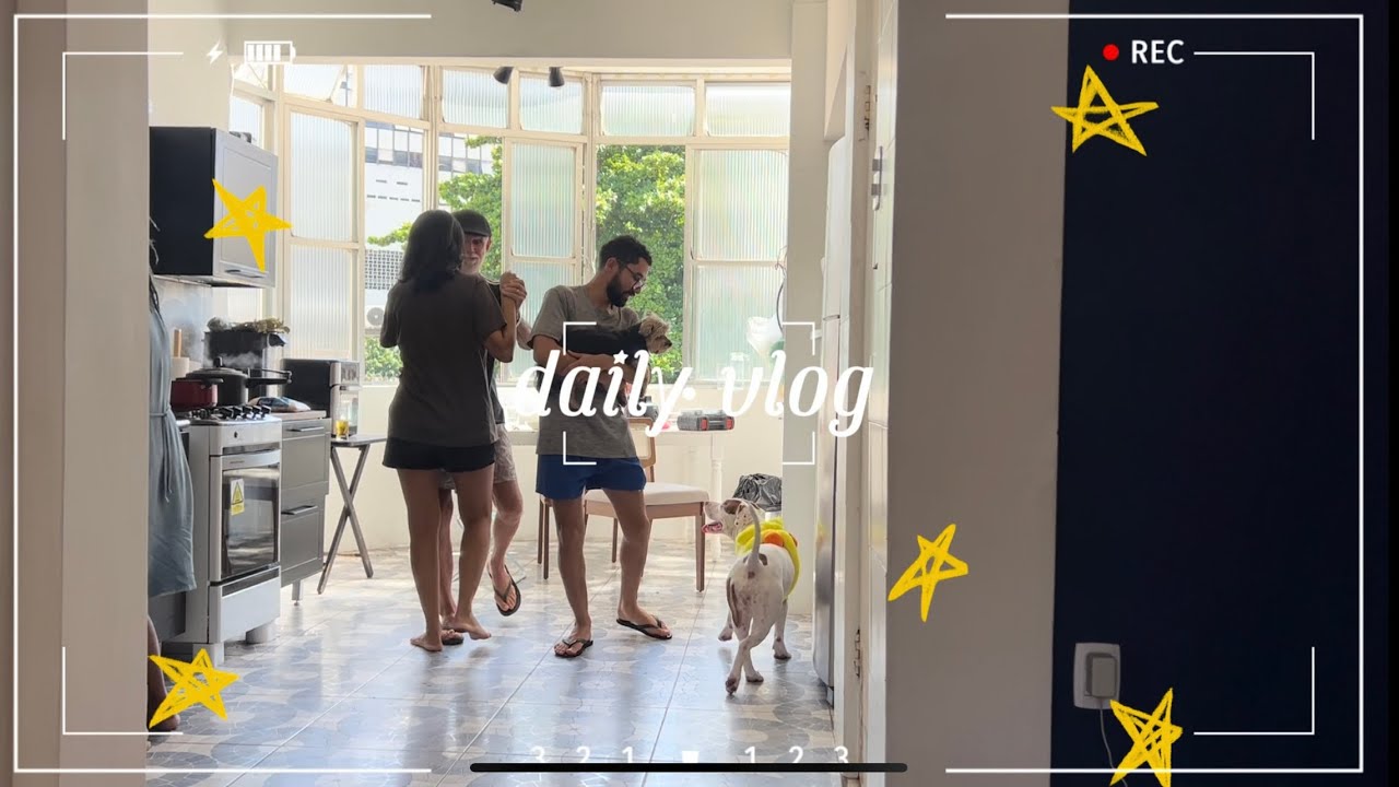 compras para casa, trabalho novo e almoço em família
