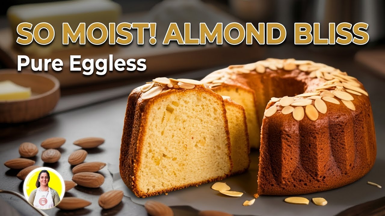 EGGLESS ALMOND POUND CAKE - Soft, Moist & Easy Recipe Without Eggs
