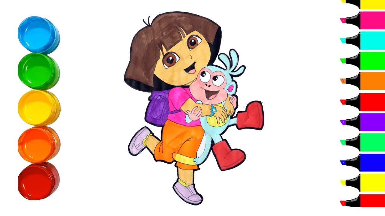 drawing dora buji and coloring || how to draw dora the explorer