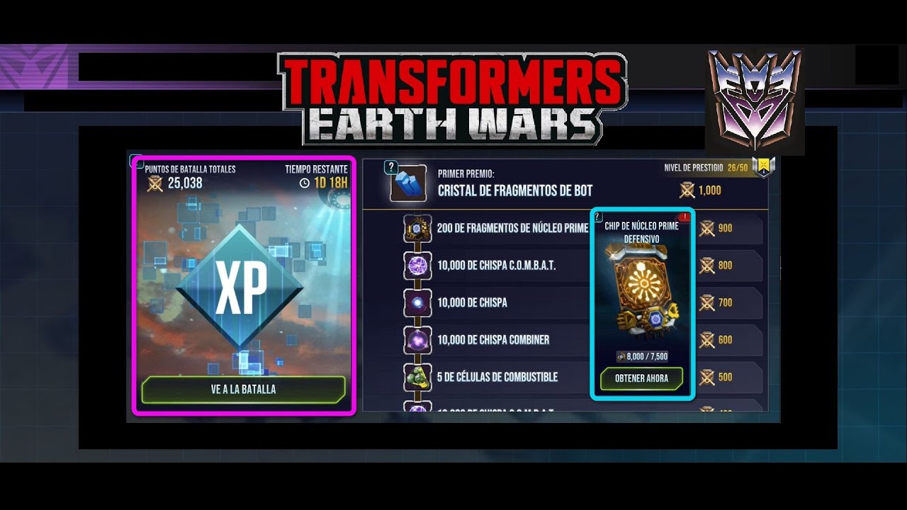 Transformers Earth Wars : Evento Especial por 10K Frags de Prime !!