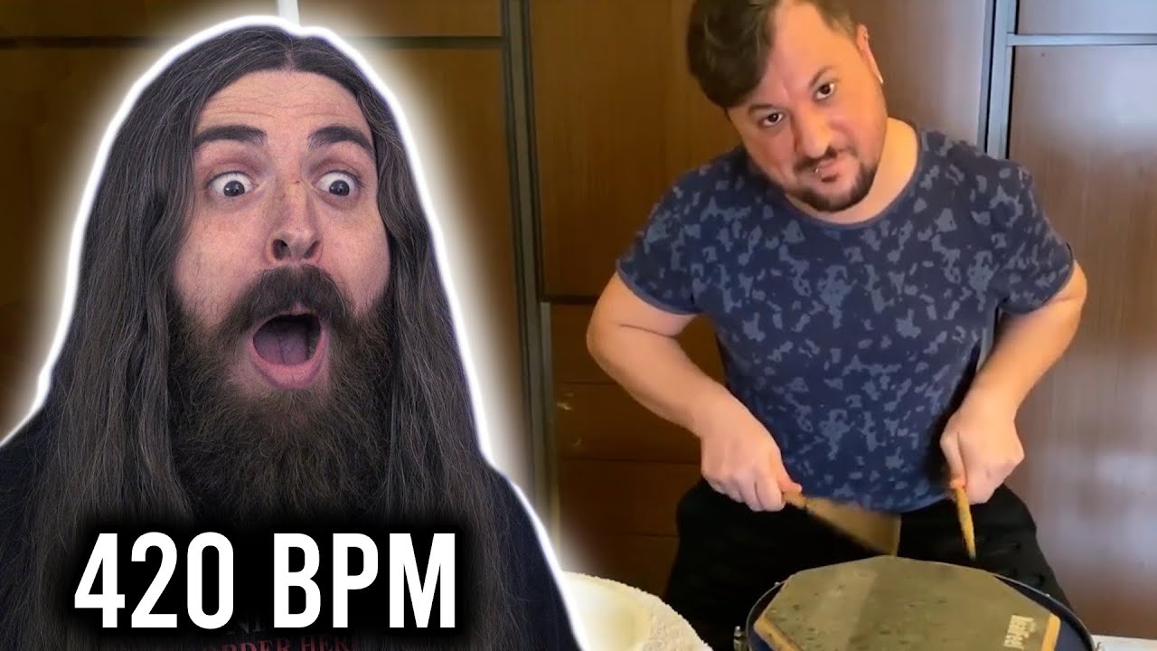 Реакция метал-барабанщика на Риккардо Мерлини | Самые быстрые руки в мире