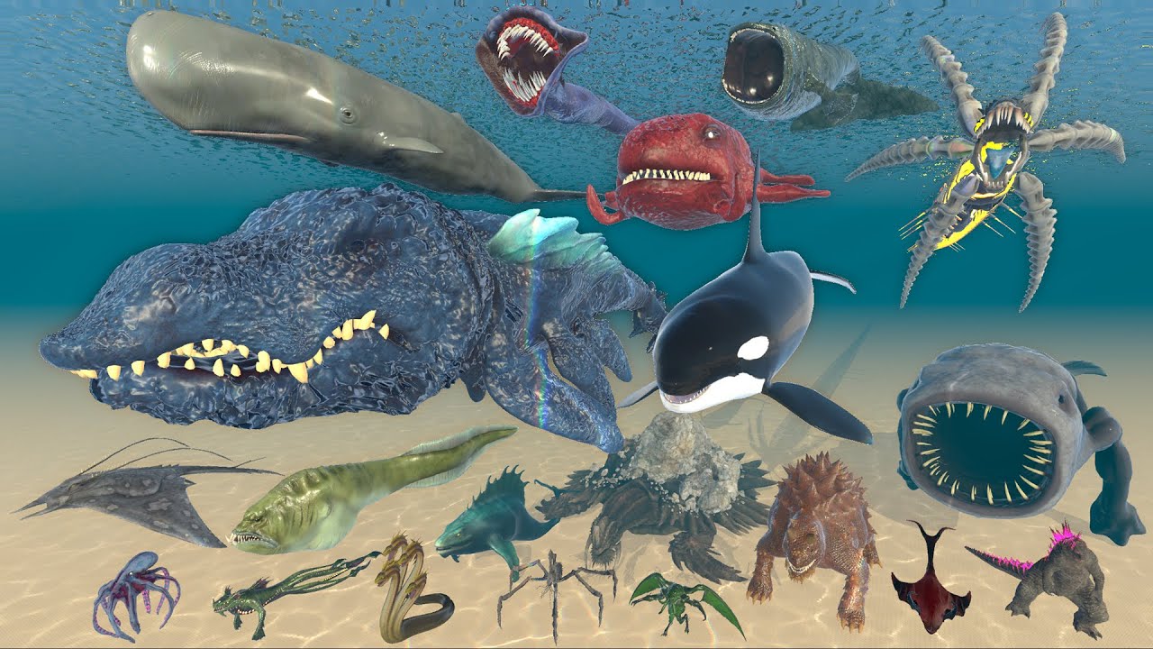 Mythical & Legendary Vs SCP Sea Monster Size Comparison | 3D - Sea Eater Vs Gargantuan Vs SCP-169