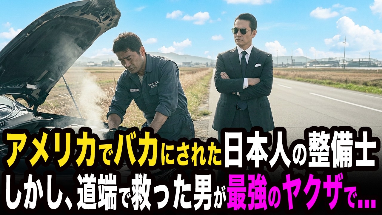 アメリカで差別された、貧しい日本人整備士。ある日、道端で車を修理してヤクザを救う。すると後日、黒塗りの高級車が工場に現れて…