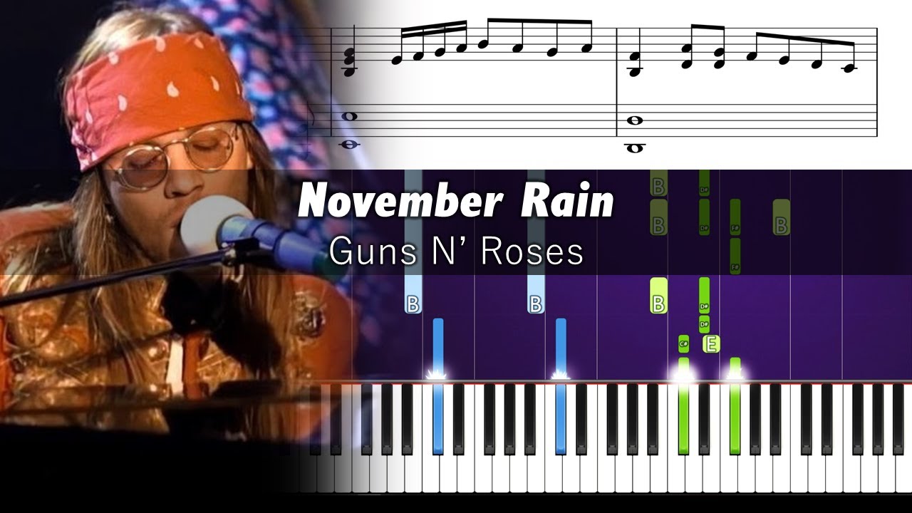 Guns N' Roses - November Rain - Accurate Piano Tutorial with Sheet Music
