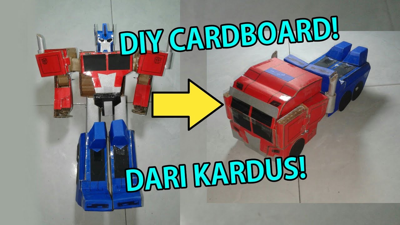 DIY CARDBOARD OPTIMUS PRIME TRANSFORMERS CYBERVERSE - MEMBUAT OTIMUS PRIME DARI KARDUS BISA BERUBAH
