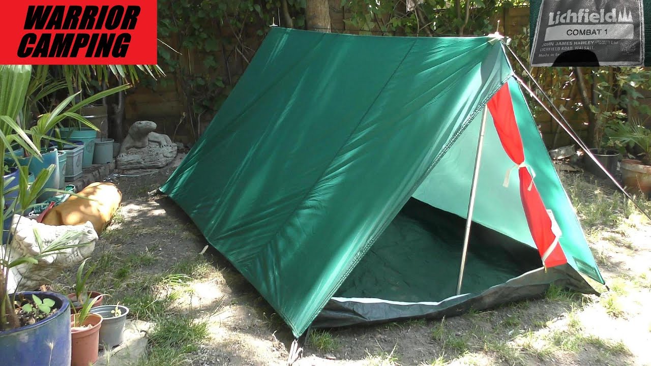 READY FOR BATTLE VINTAGE LICHFEILD COMBAT 1 TENT, CAMPING HIKING BACKPACKING BUSHCRAFT RIDGE POLE UK