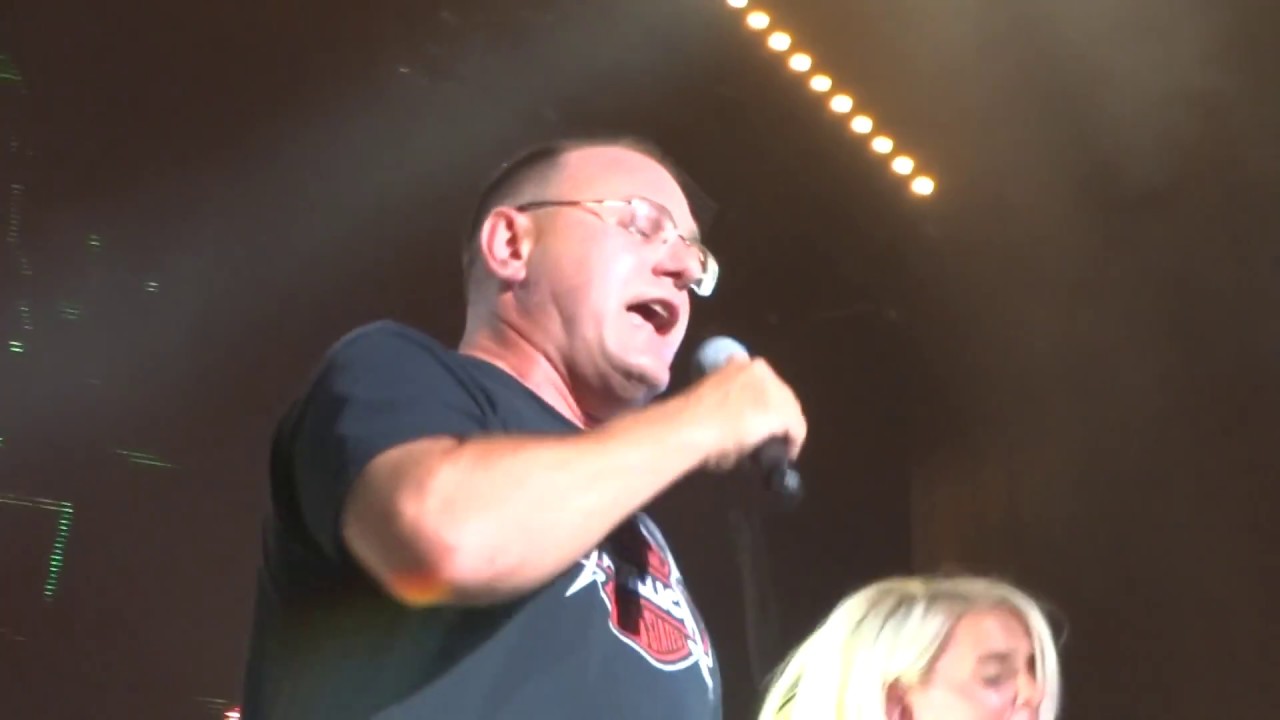 Fans Jim Kathy on stage with Nickelback Karaoke Rockstar - Blossom Music Center Cuyahoga Falls Ohio