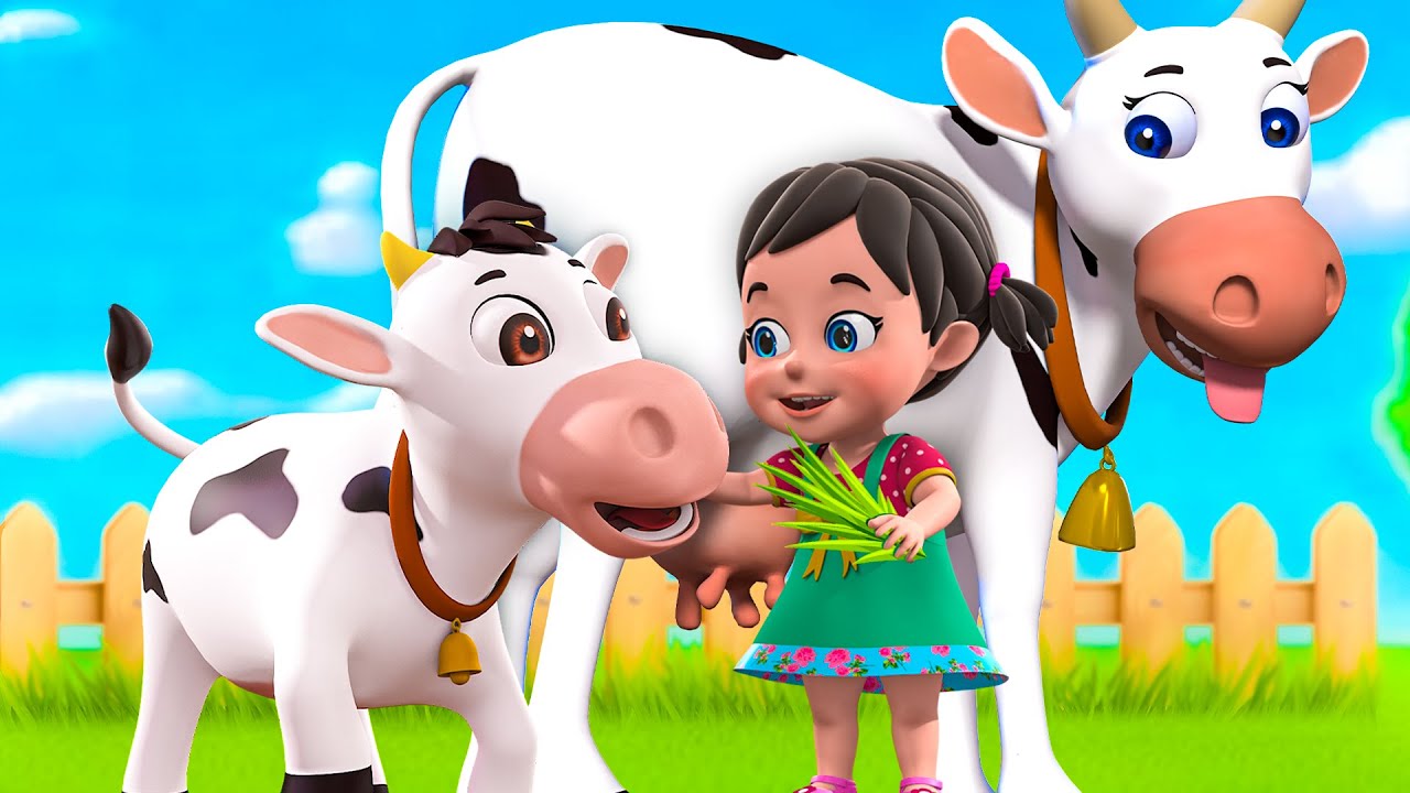 Meri Gaiya Aati Hai Mujh Doodh Pilati Hai - Little Krishna | Hindi Rhymes for Children | Jugnu kids