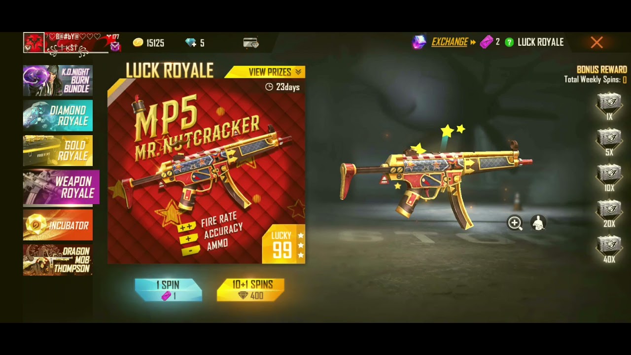 Removing Nutcracker MP5 The Best MP5 From Weapon Royale|Garena Free fire