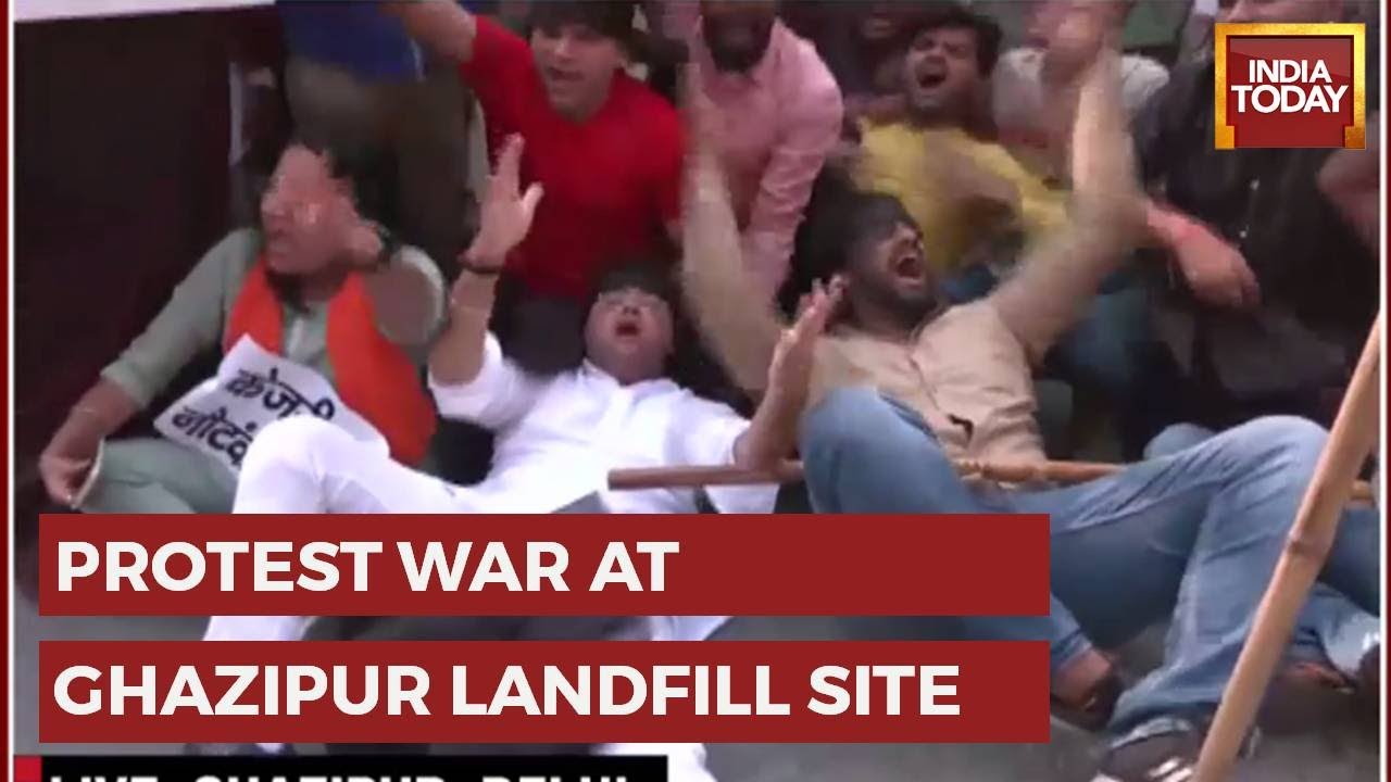 BJP Vs AAP Protest In Delhi Reaches Ghazipur Garbage Dump Ahead Of Kejriwal Visit