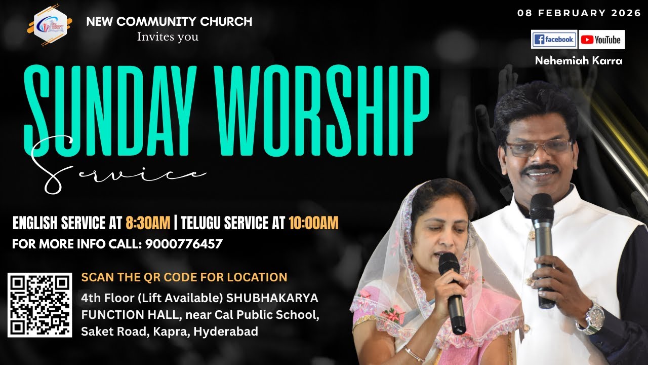 Sunday Worship Service | 08 February 2026 | New Community Church | Rev. Dr. Karra Nehemiah