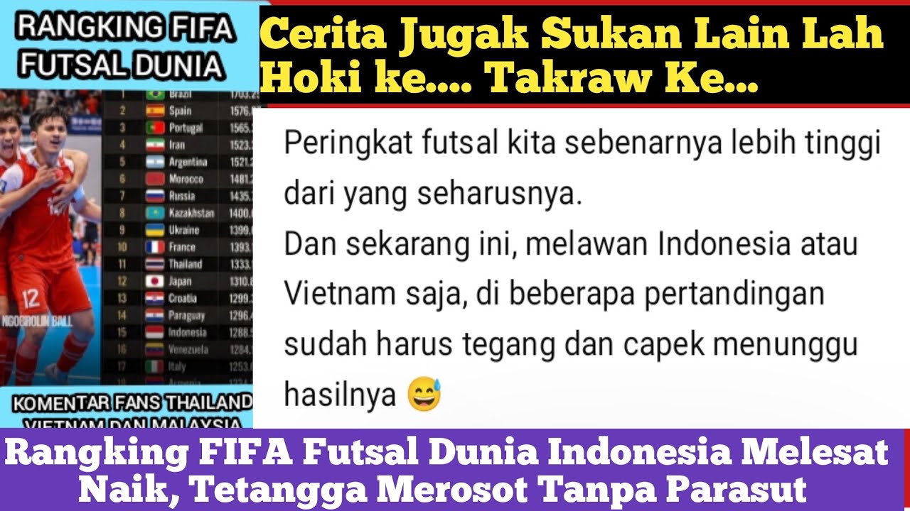 Komentar Fans Thailand Vietnam Dan Malaysia Untuk Rangking FIFA Futsal Dunia || Rangking FIFA Futsal