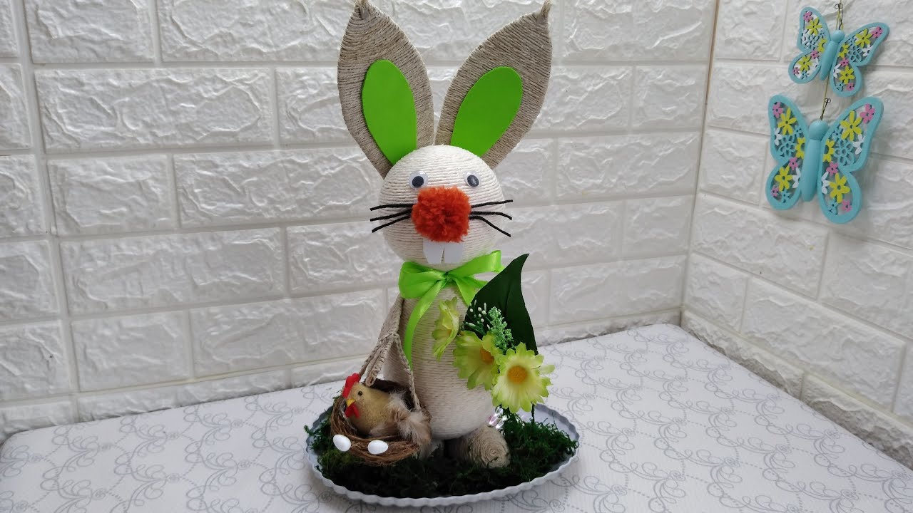 Как сделать пасхального кролика из ниток / Пасхальный кролик своими руками