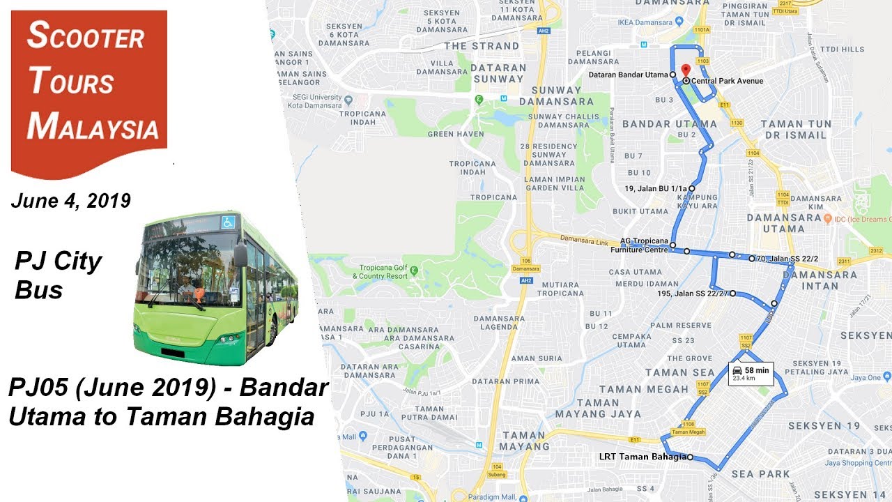 PJ City Bus: PJ05  (June 2019) Bandar Utama to LRT Taman Bahagia (2.5K)