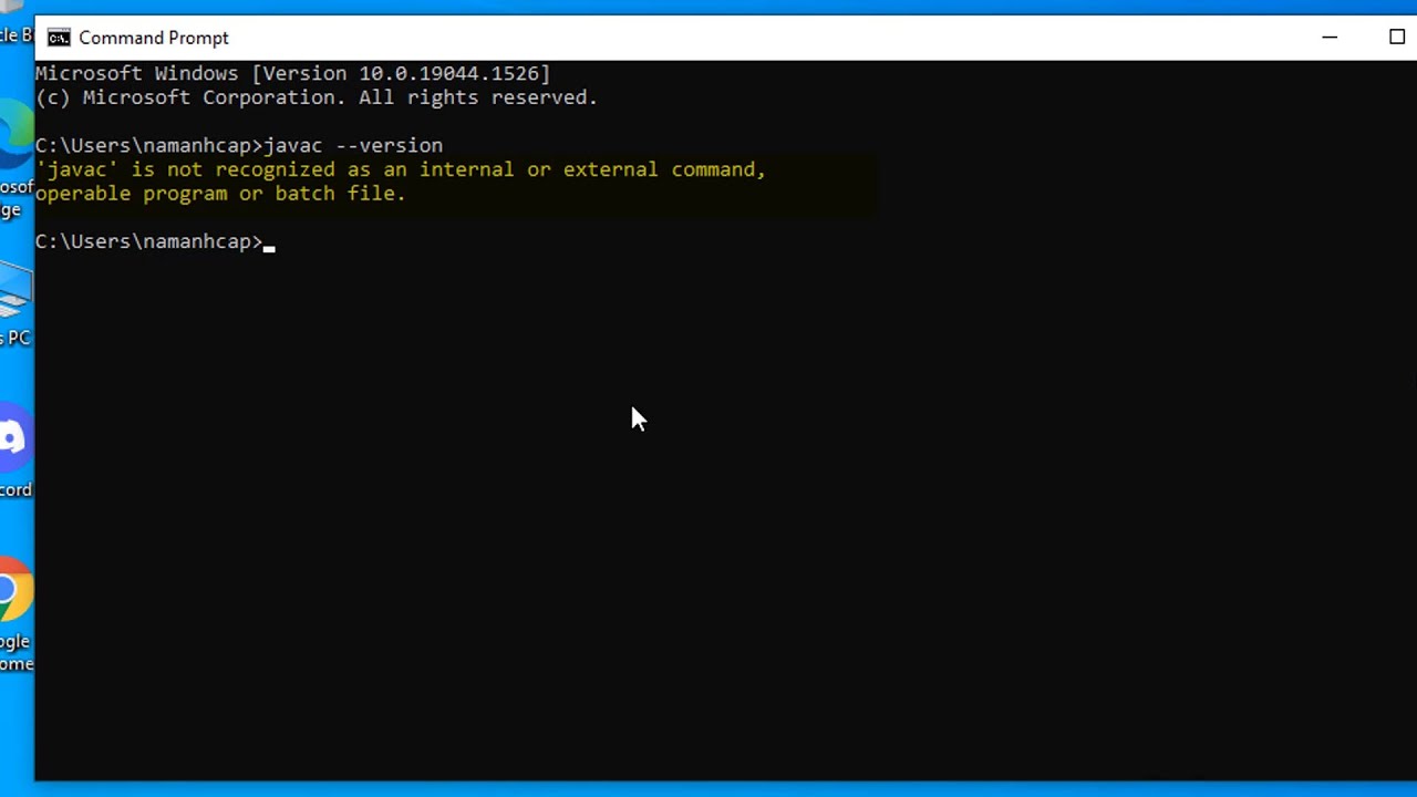 'javac' is not recognized as an internal or external command .. or batch file in Windows 10/8/7