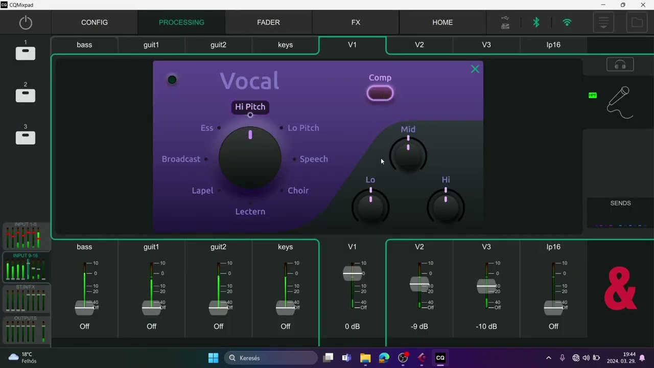 Allen&Heath CQ20B virtual soundcheck using only presets