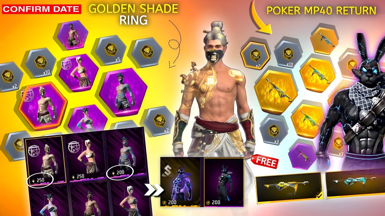 Poker Mp40💥 Golden Shade Bundle Return😱🎉|Black Bunny,M1887 return| free fire new event| ff new event