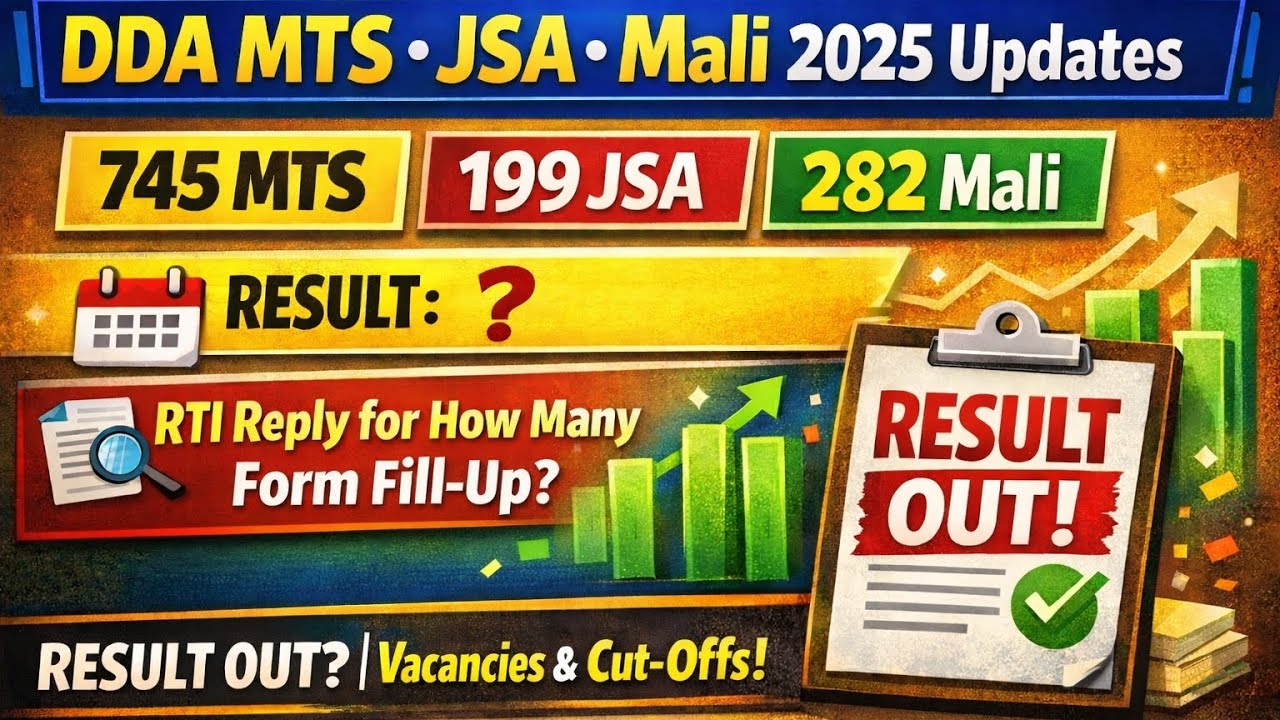 DDA vacancy RTI Reply आ गया! 😲 DDA MTS JSA MALI Result Date + Total Forms Revealed