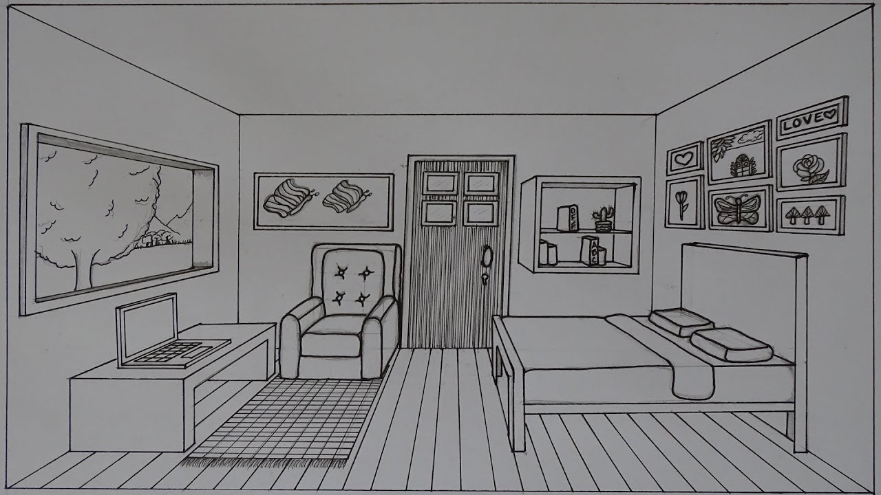 Perspectiva - Quarto com 1 Ponto de Fuga