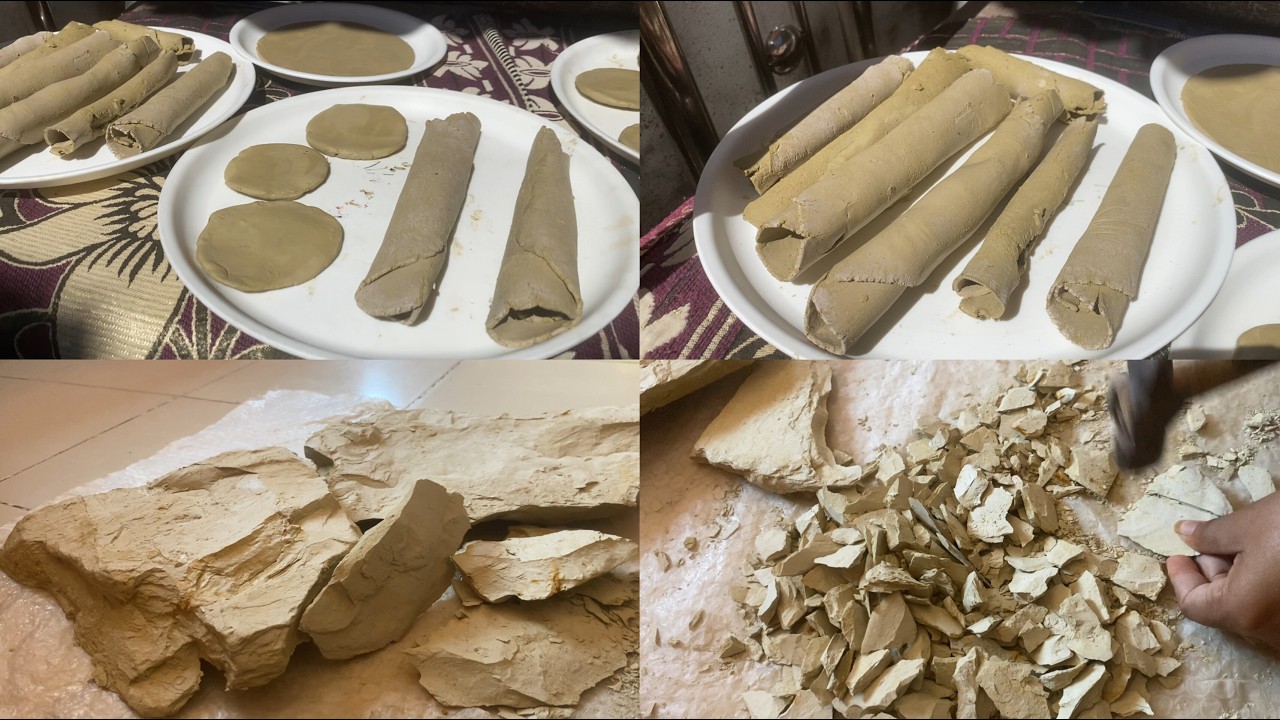 Break four kg of multani into pieces and shape them