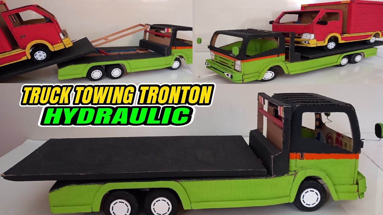 MEMBUAT MINIATUR TRUK TOWING TRONTON HIDROLIK || FULL MBOIS DARI KARDUS