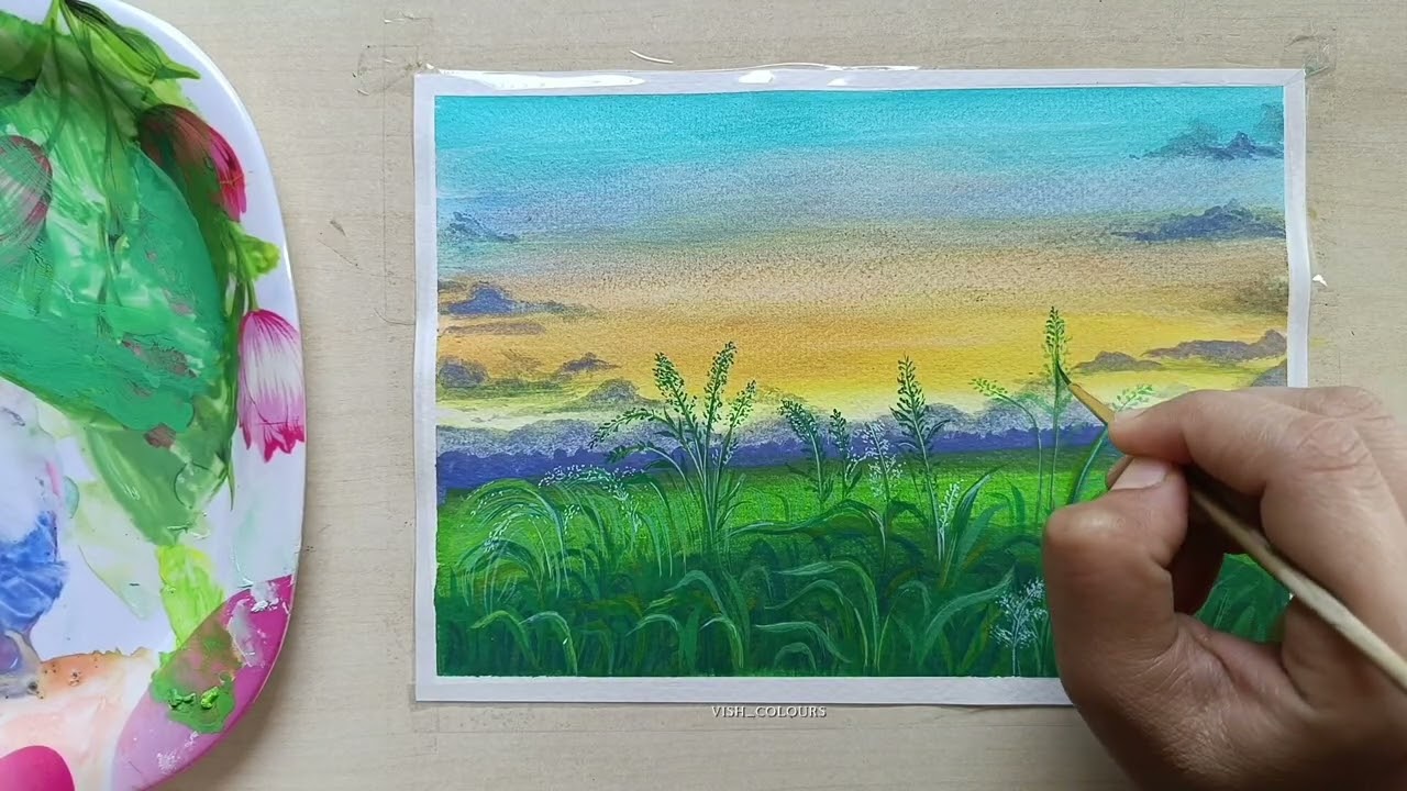Calm Landscape Painting | Easy painting for beginners | Nature Painting 🌿 #landscapepainting 