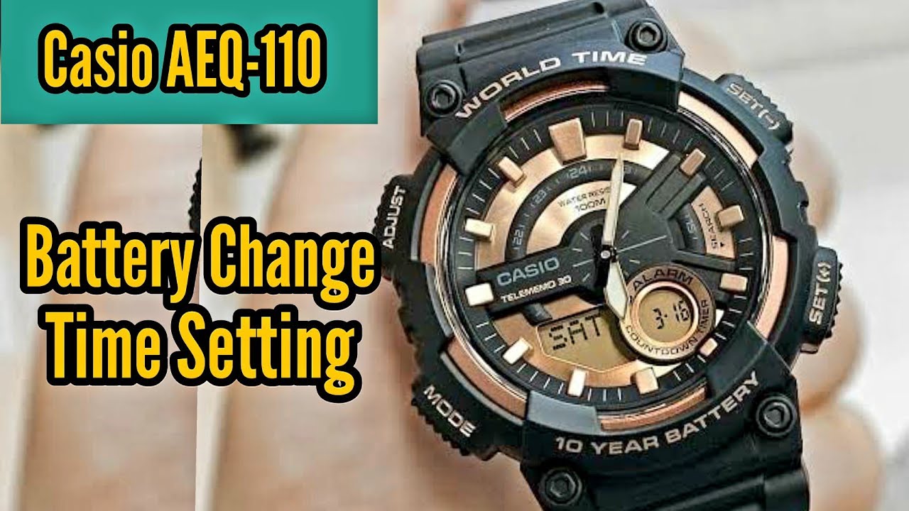 Casio AEQ-110 Battery Replacement and Time Setting | Watch Repair Channel