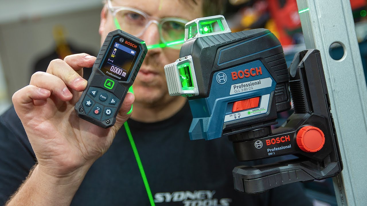 EXCLUSIVE Bosch Green Beam Line Laser Level & Distance Measure Kit (GLL 3-80 CG + GLM 50-23)