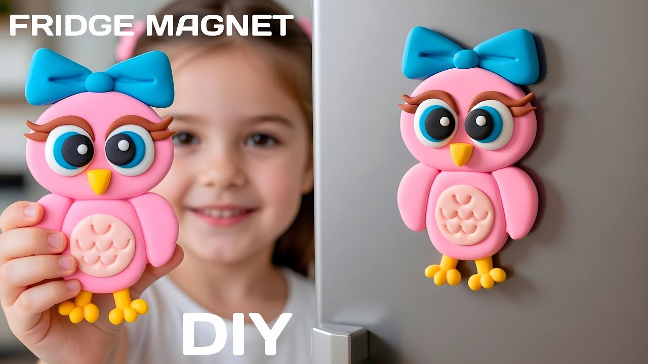 DIY | Air Dry Clay Cute Owl 🦉 | How To Make a Fridge Magnet | Tutorial Handmade 🌙