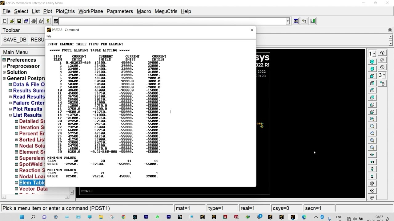 SFD and BMD of a beam under a uniformly distributed Load using ANSYS Mechanical APDL