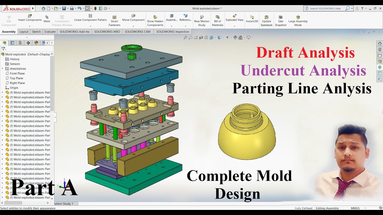 Draft Analysis, Undercut Analysis, Parting Line Analysis, Thickness Analysis in Plastic Mold Design