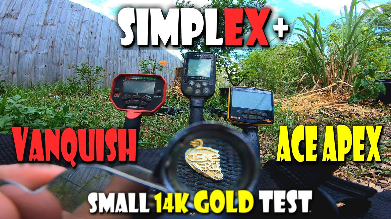 SMALL 14K GOLD TEST Nokta SIMPLEX VS Garrett ACE APEX VS Minelab VANQUISH 440 Metal Detector Testing