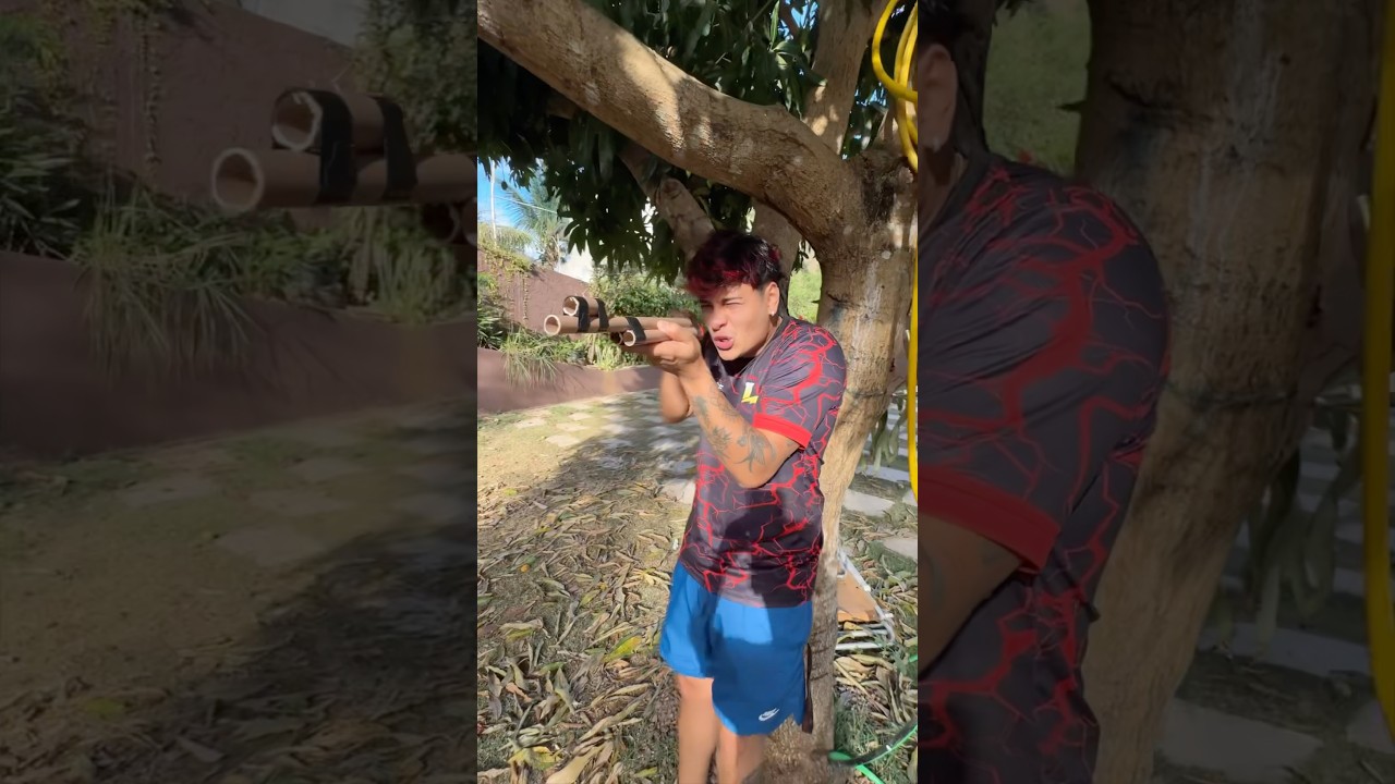 ARMA DE GEL VS ARMA DE CANO 😂 #shorts