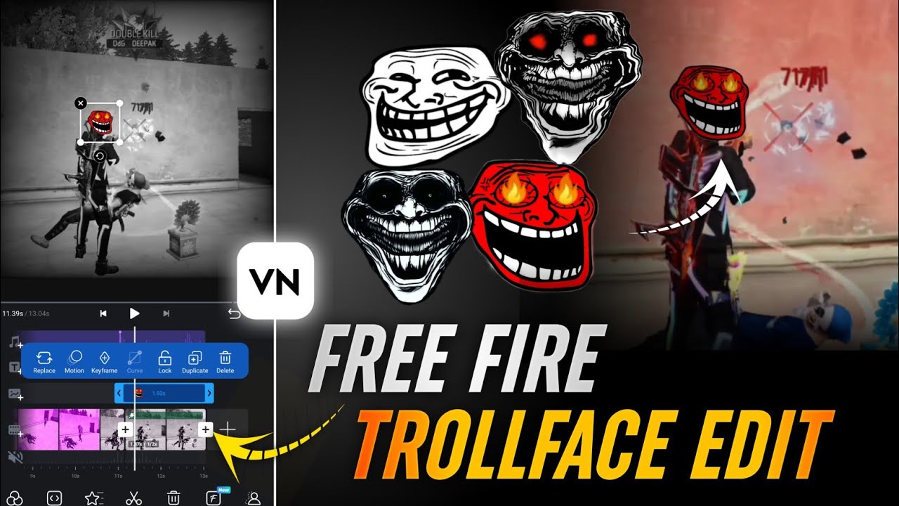 Viral Free Fire Trollface Video Editing In Vn App | Free Fire Troll Face Edit | Vn App Trollface