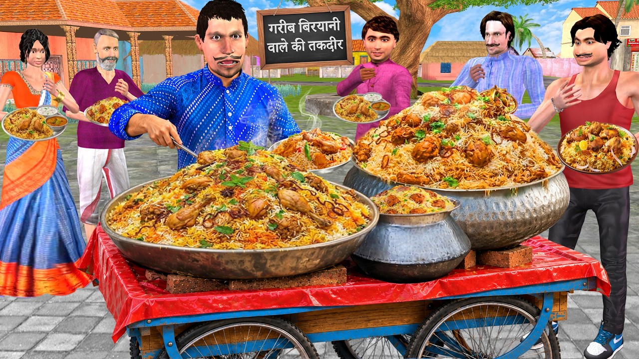 Road Side Chicken Biryani Tasty Desi Village Street Food Hindi Kahaniya Moral Stories Comedy Video