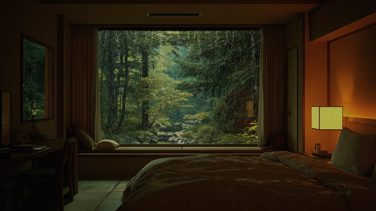 Midnight Rain Piano Ambience | Gentle Piano beneath Quiet Night Rain for Deep Sleep