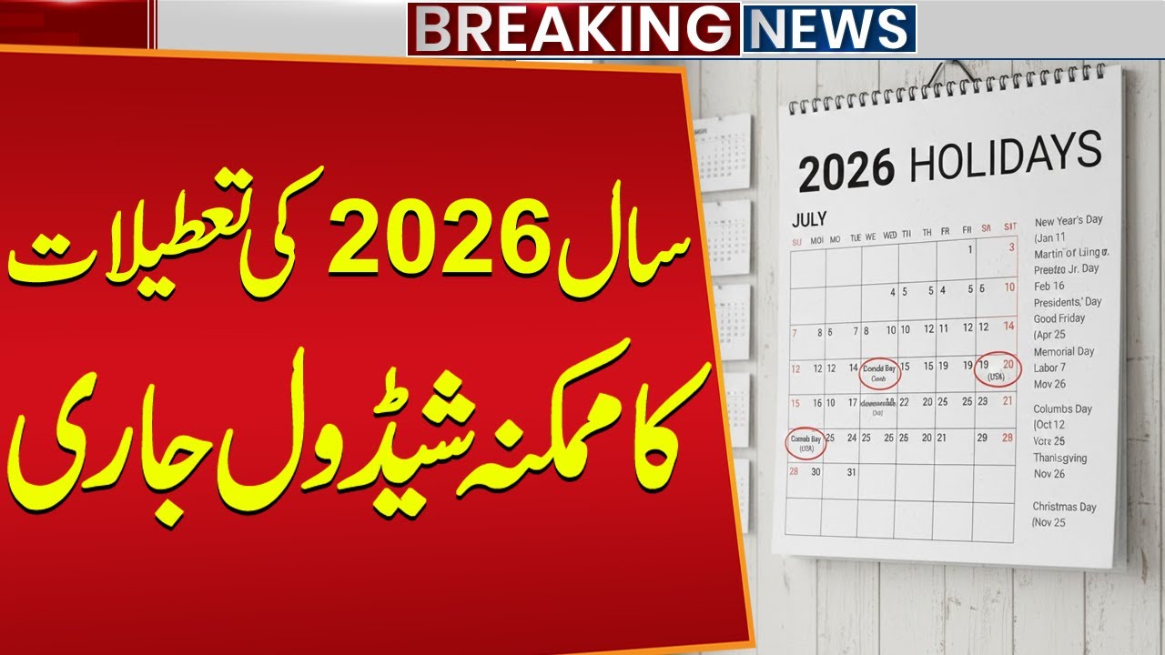 2026 Holiday Schedule Released | Pakistan Upcoming Public Holidays | Public News