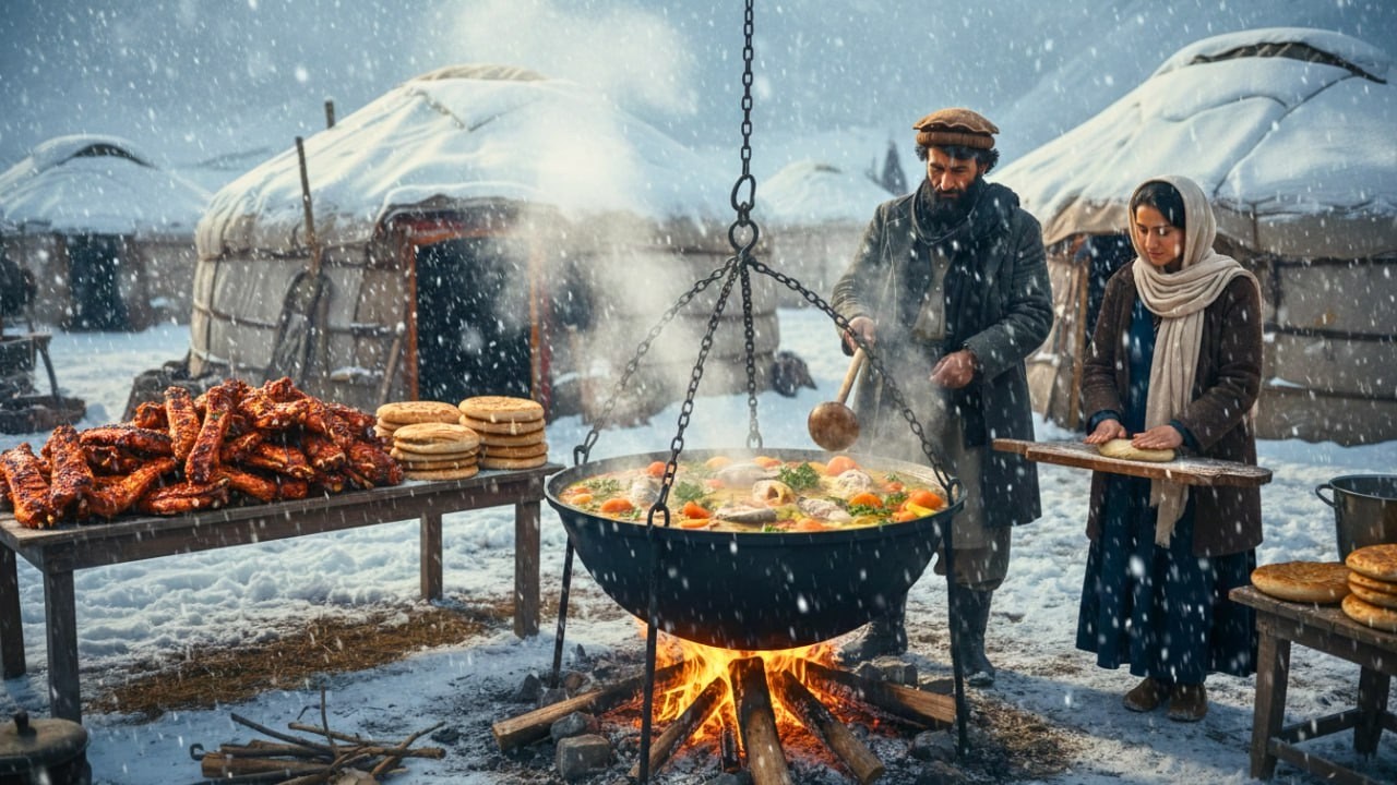 Traditional Village Cooking in Afghanistan's Harshest Snow | Fish & Ribs