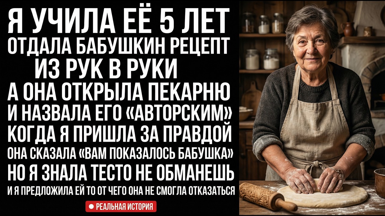 Я учила её 5 лет и отдала бабушкин рецепт. Она открыла пекарню и сказала: 