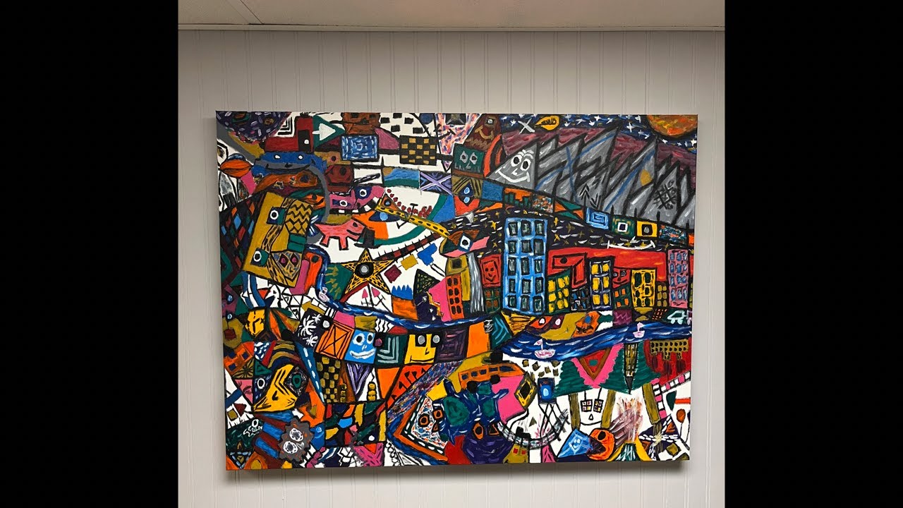Watch Me Paint A Large Chaotic Oil Painting - Abstract Doodle Art Livestream!