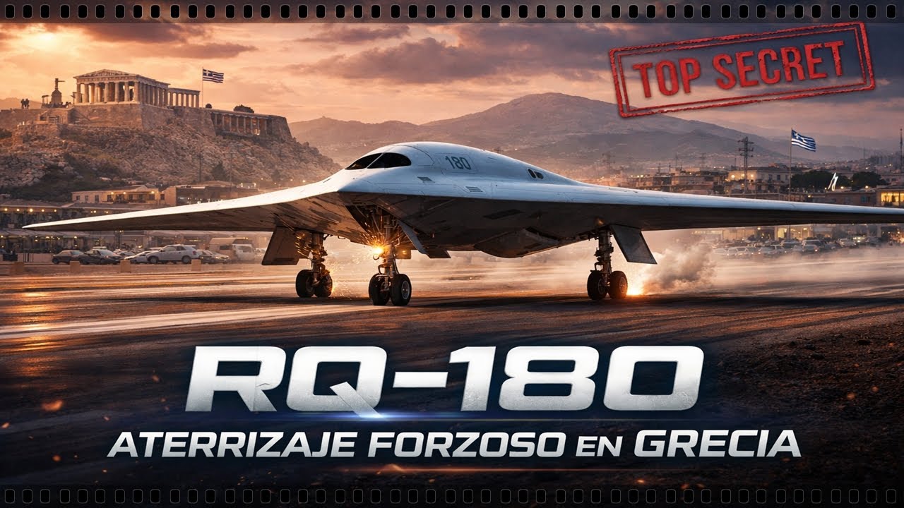 Un dron furtivo secreto RQ-180 ha realizado un aterrizaje de emergencia en una base aérea griega.