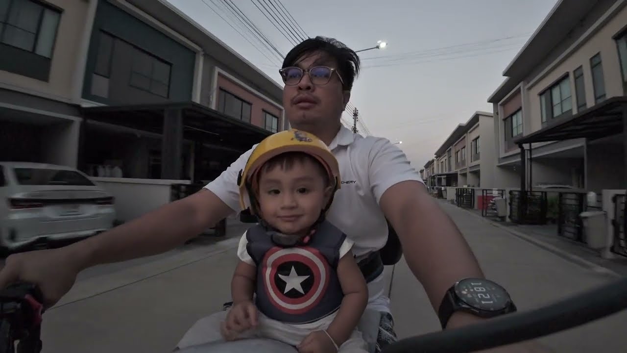 เทสกล้องDji Action4+Filter ND8 ขี่รถเล่นตอนเย็นกลับลูกชาย