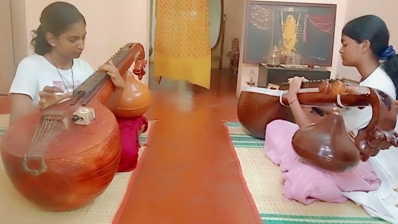 Tanvi and me playing veena together 😊