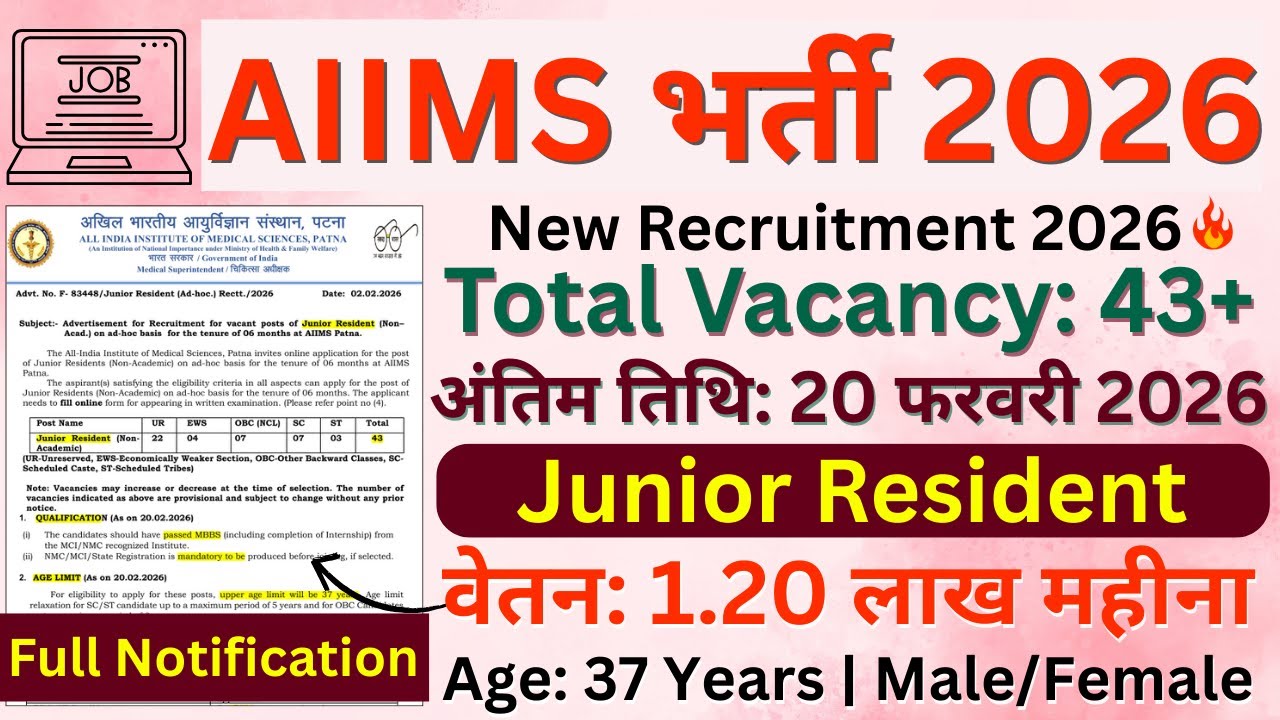 AIIMS Patna भर्ती 2026 | AIIMS Patna Junior Resident Recruitment 2026 | Junior Resident Vacancy