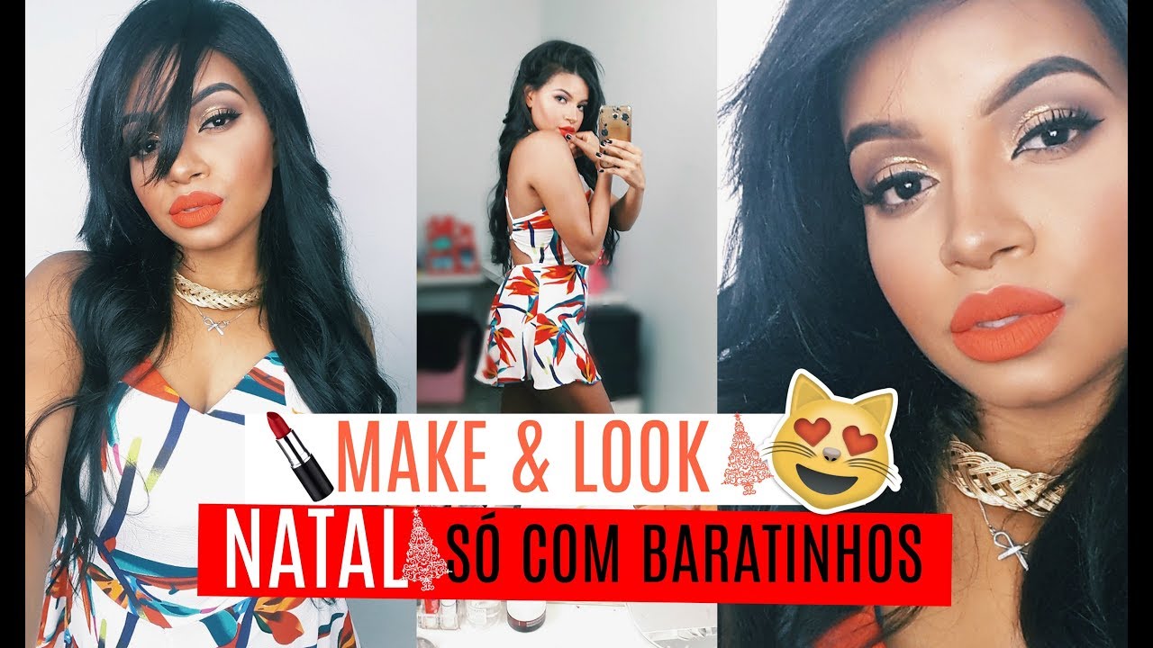 💄👗MAKE & LOOK DE NATAL 🎄 SÓ USANDO BARATINHOS 💕- #PELENEGRA